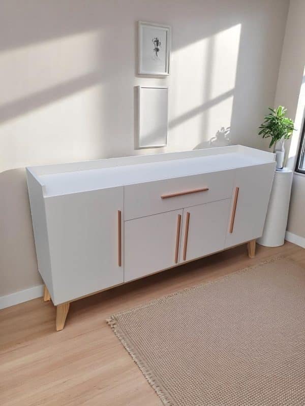 Aparador Buffet Bar Estilo Nórdico Moderno – 160 cm con Puertas y Cajón - Imagen 3