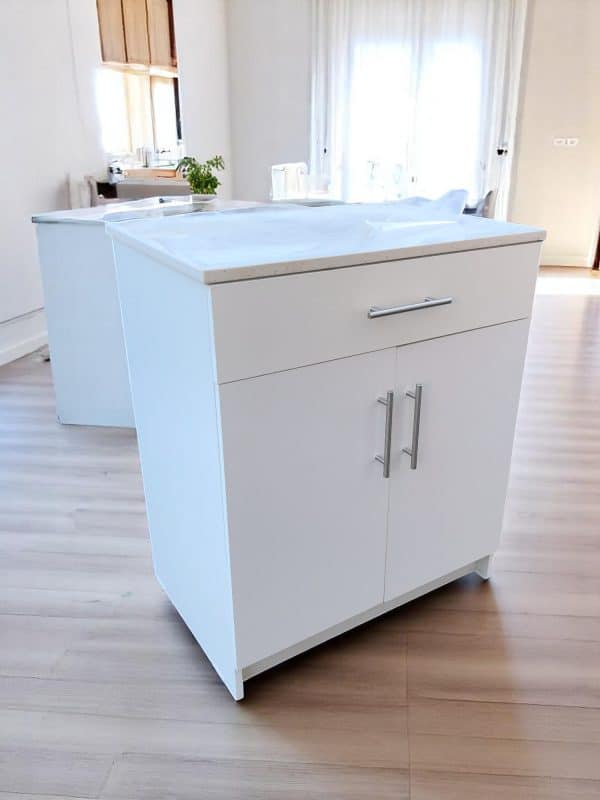 Mueble auxiliar de cocina 75×50 cm con cubierta de cuarzo blanco galaxy - Imagen 2