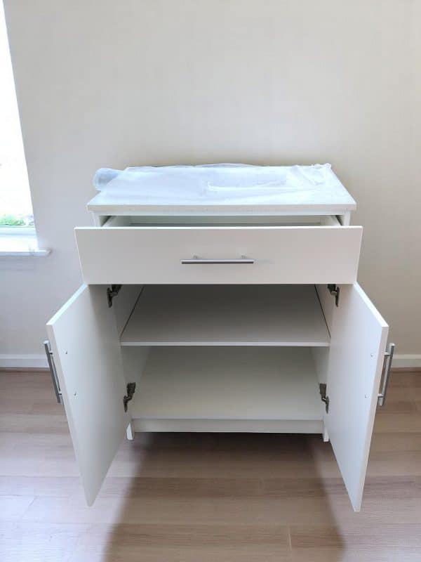 Mueble auxiliar de cocina 75×50 cm con cubierta de cuarzo blanco galaxy - Imagen 3